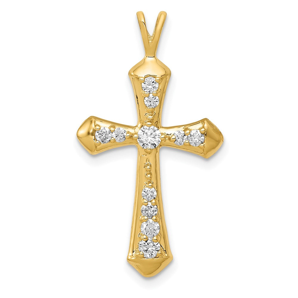 14k 1/3 carat AA Diamond Passion Cross Pendant, 0.327 ct, 28.5 x 16 mm