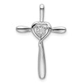 14k White Gold Diamond Heart Omega Slide Pendant, 0.05 ct, 29 x 19 mm
