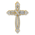 14k 1/4 carat Diamond Budded Cross Chain Slide, 0.251 ct, 32.5 x 22 mm