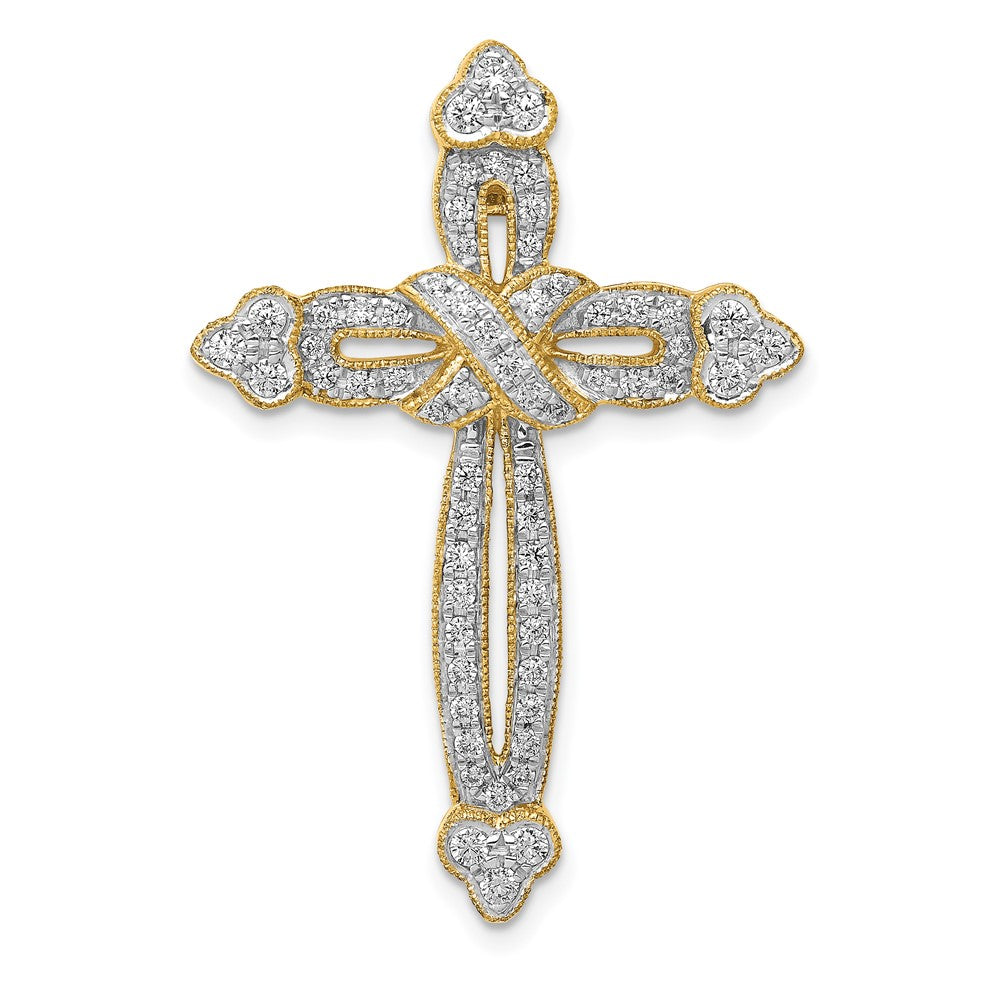 14k 5/8 carat Diamond Budded Cross Chain Slide, 0.577 ct, 36.5 x 25 mm