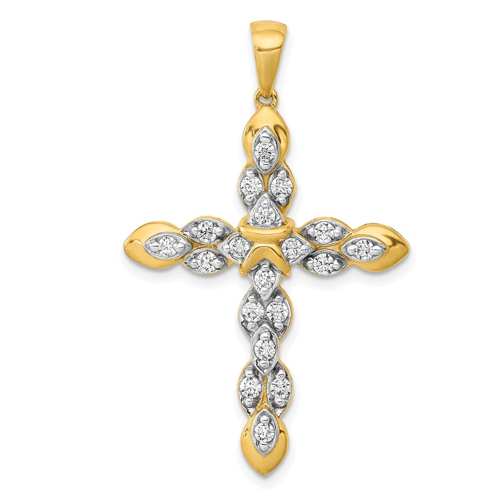 14k 1/2 carat Diamond Cross Pendant, 0.53 ct, 39.5 x 24.5 mm