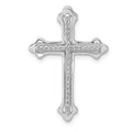 14k White Gold Polished 1/10 carat Diamond Budded Cross Chain Slide, 0.111 ct, 27 x 18.5 mm