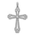 14k White Gold 3/8 carat Diamond Budded Cross Pendant, 0.393 ct, 35 x 22 mm
