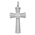 14k White Gold 1.75 carat Diamond Large Cross Pendant, 1.686 ct, 50 x 25 mm
