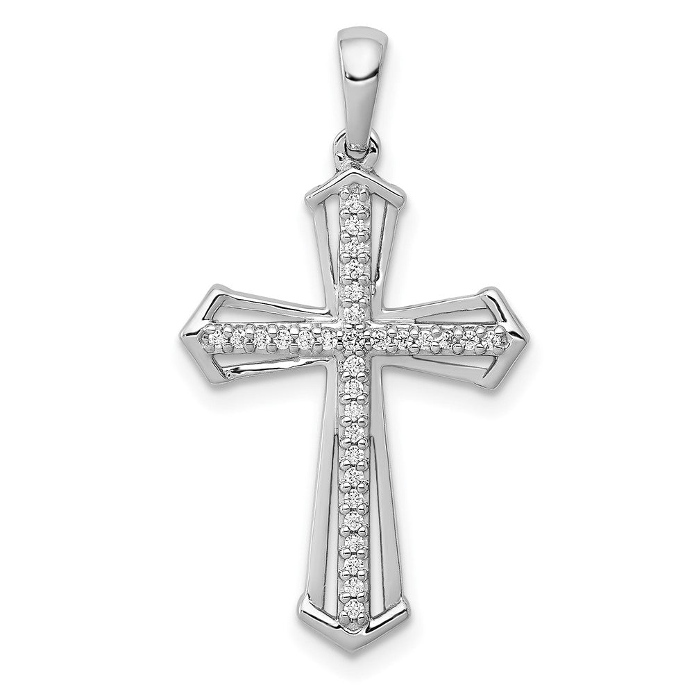 14k White Gold 1/8 carat Diamond Passion Cross Pendant, 0.13 ct, 29 x 16 mm