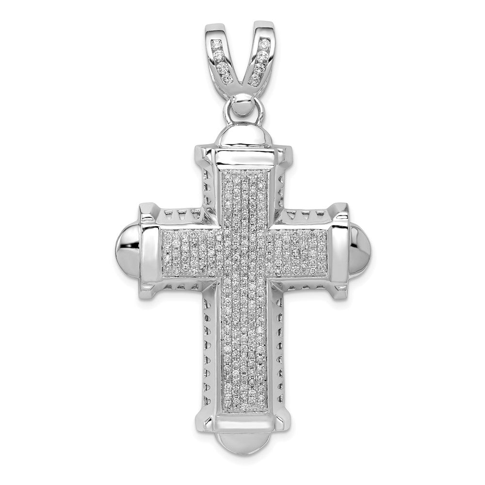 14k White Gold 7/8 carat Diamond Cross Pendant, 0.88 ct, 55 x 32 mm