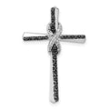 14k White Gold 1/6 carat Black and White Diamond Infinity Cross Chain Slide, 0.15 ct, 29 x 19 mm