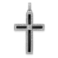 14k White Gold 1/3 carat Diamond and Onyx Cross Pendant, 1.366 ct, 36 x 20.5 mm