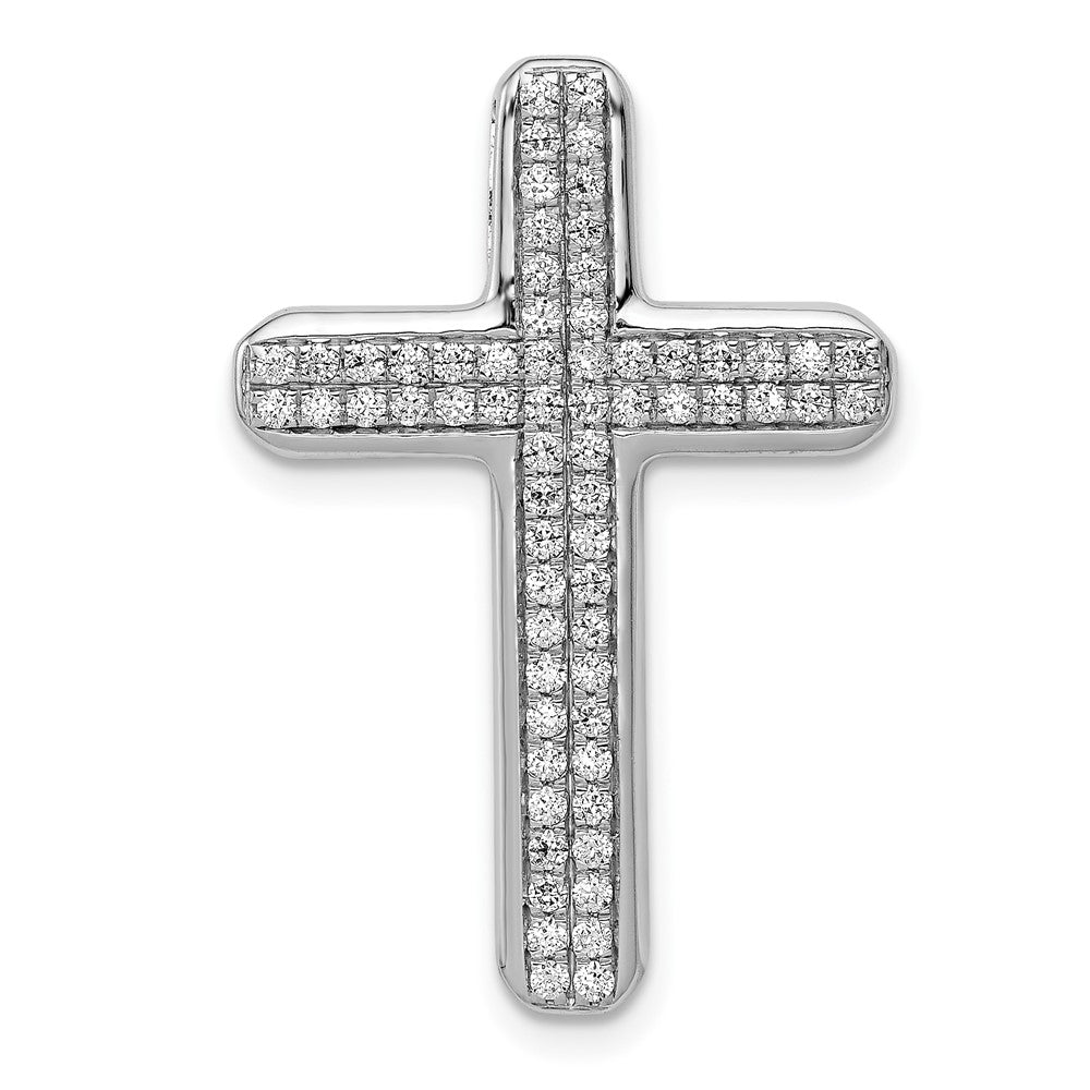 14k White Gold 1/2 carat Diamond Latin Cross Chain Slide, 0.528 ct, 28.5 x 19.5 mm