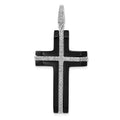 14k White Gold 1/4 carat Diamond and Onyx Cross Pendant, 6.155 ct, 46.5 x 22.5 mm