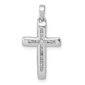 14k White Gold Small 1/10 carat Diamond Cross Pendant, 0.108 ct, 24 x 12 mm