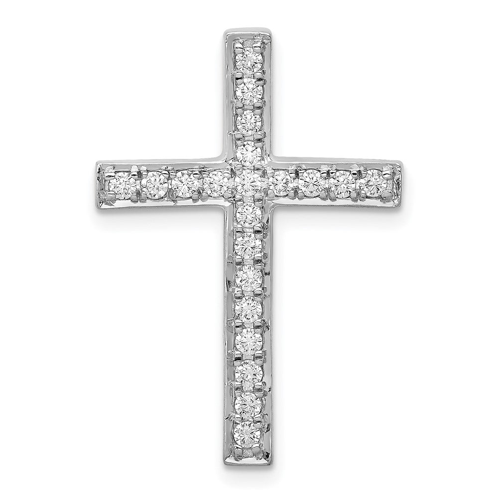 14k White Gold 3/8 carat Diamond Cross Chain Slide, 0.4 ct, 27 x 19 mm