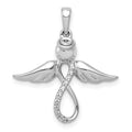 14k White Gold Diamond Infinity Angel Pendant, 0.055 ct, 23 mm