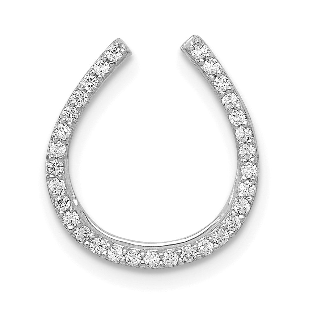 14k White Gold 1/6 carat Diamond Horseshoe Chain Slide, 0.155 ct