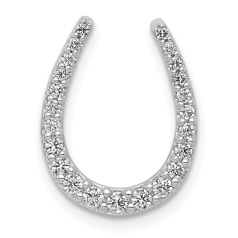 14k White Gold 1/4 carat Diamond Horseshoe Chain Slide, 0.242 ct