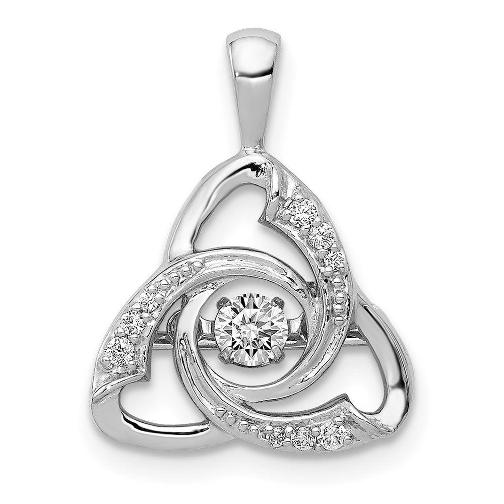 14k White Gold 1/5 carat Vibrant Moving Diamond Celtic Pendant, 0.21 ct