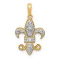 14k 1/5 carat Lab Grown Diamond VS/SI+ G+ Complete Fleur De Lis Pendant, 0.215 ct, 25 x 14.15 mm