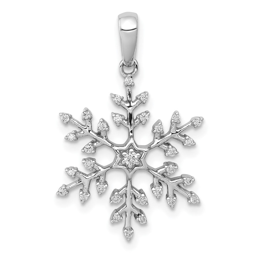 14k White Gold 1/6 carat Diamond Snowflake Pendant, 0.152 ct, 20.15 x 14 mm