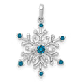 14k White Gold 1/6 carat Blue and White Diamond Snowflake Pendant, 0.165 ct, 17.6 x 14 mm