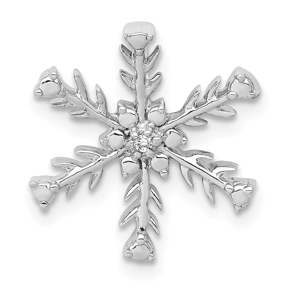 14k White Gold Diamond Snowflake Chain Slide, 0.01 ct, 16.1 x 15.3 mm