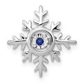 14k White Gold Vibrant Moving Sapphire Snowflake Chain Slide, 0.03 ct, 16.6 x 15.7 mm