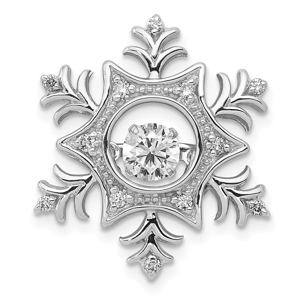 14k White Gold 3/8 carat Lab Grown Diamond VS/SI+ G+ Complete Vibrant Snowflake Chain Slide Pendant, 0.438 ct, 22.3 x 19.75 mm