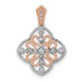 14k White Gold with Rose Rhodium 1/10 carat Diamond Vintage Pendant, 0.099 ct