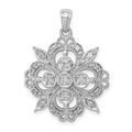 14k White Gold 1/4 carat Lab Grown Diamond VS/SI+ G+ Complete Filigree Pendant, 0.244 ct, 29 x 21.5 mm