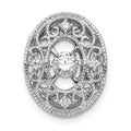 14k White Gold 1/4 carat Vibrant Moving Diamond Vintage Oval Filigree Chain Slide, 0.26 ct, 16.3 x 12.75 mm