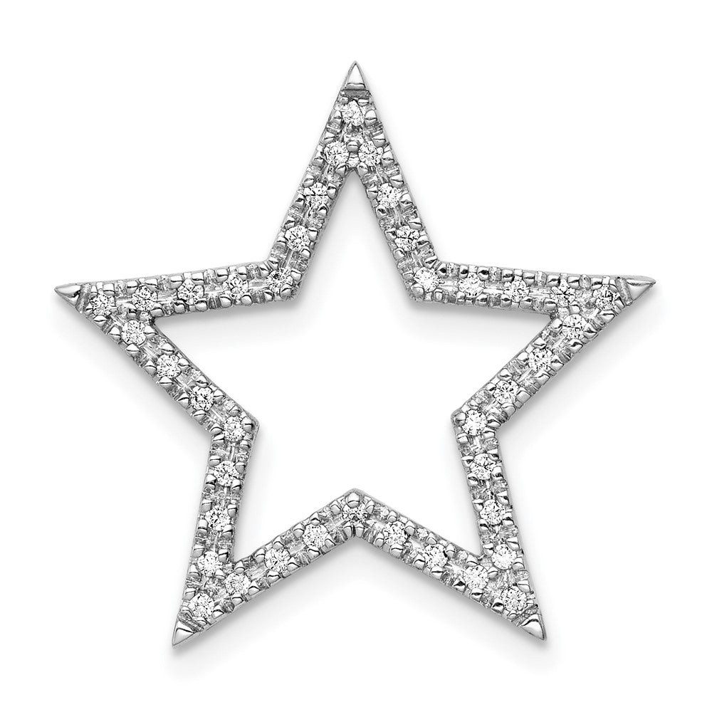 14k White Gold Large 1/6 carat Diamond Star Chain Slide, 0.16 ct, 20.85 x 21.55 mm