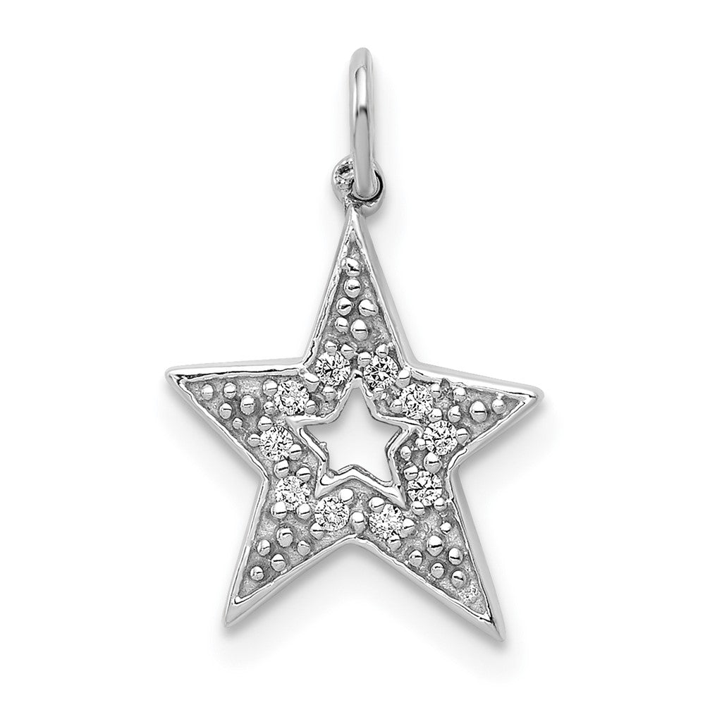 14k White Gold 1/20 carat Diamond Star Charm, 0.05 ct