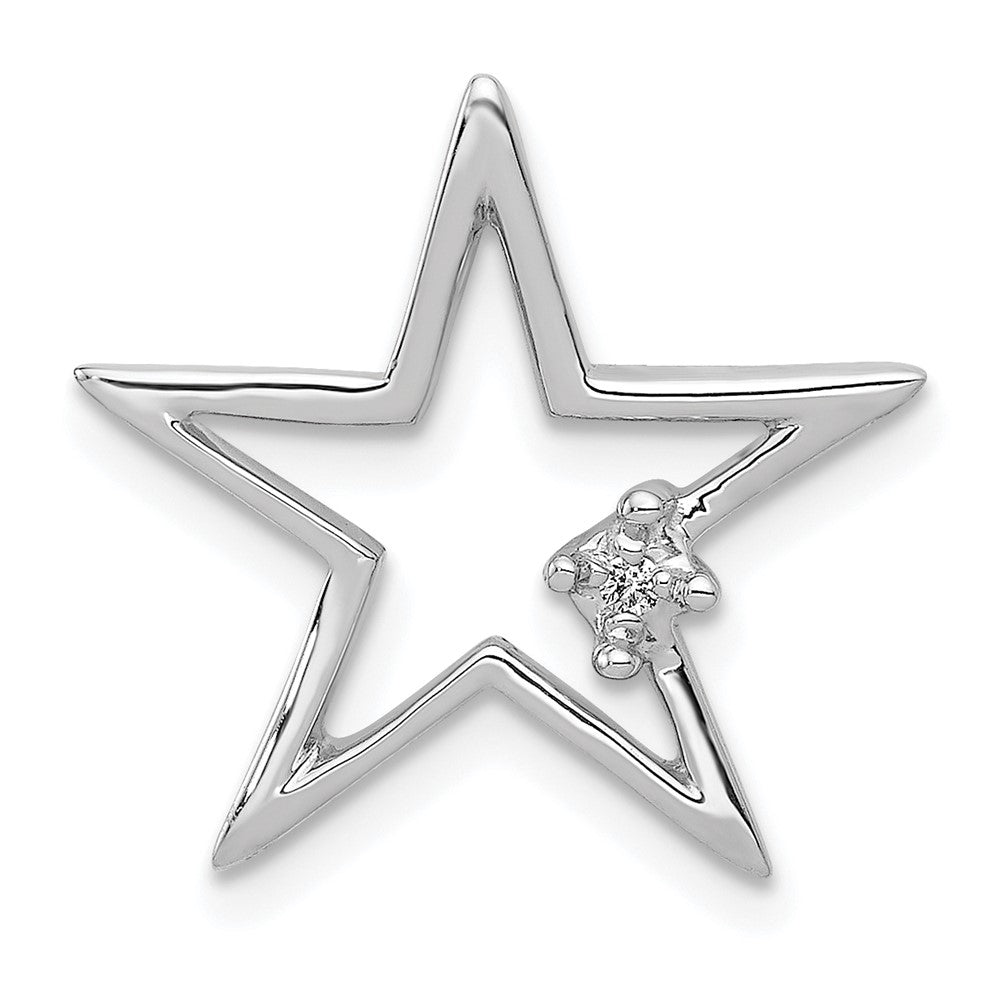 14k White Gold Diamond Star Chain Slide, 0.01 ct