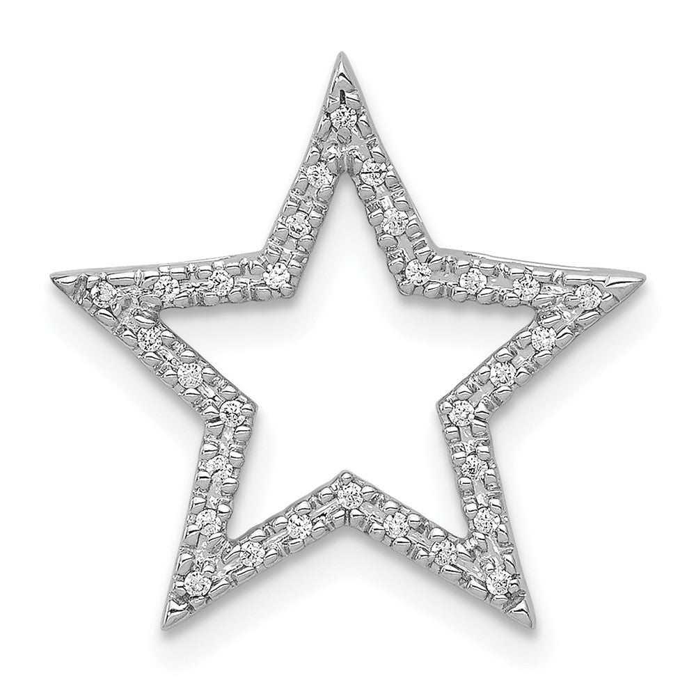 14k White Gold 1/10 carat Diamond Star Chain Slide, 0.09 ct