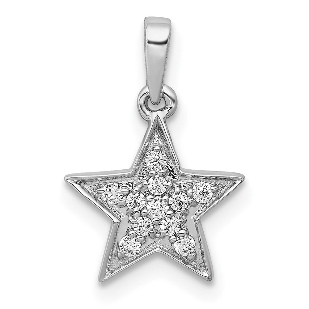 14k White Gold 1/10 carat Diamond Star Pendant, 0.098 ct, 15 x 10 mm