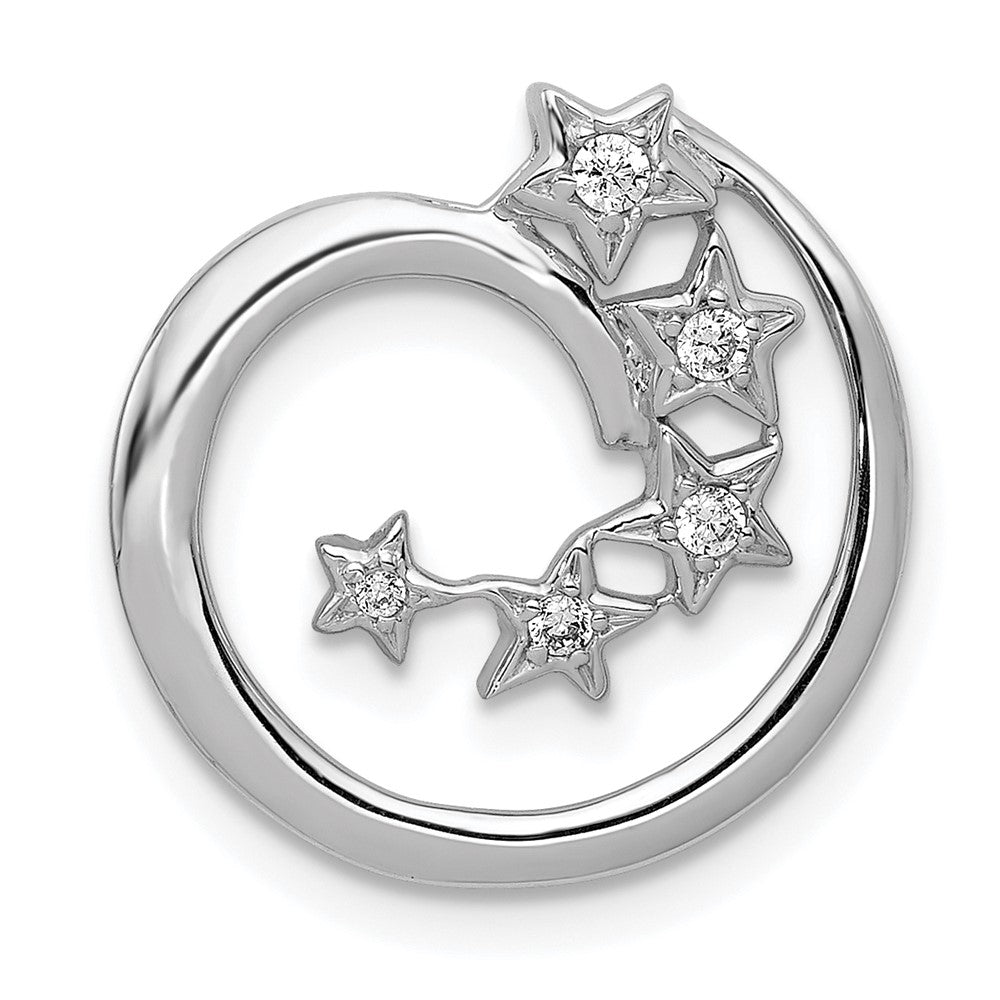 14k White Gold 1/15 carat Diamond Stars Chain Slide, 0.064 ct