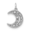 14k White Gold Diamond Moon Charm, 0.05 ct