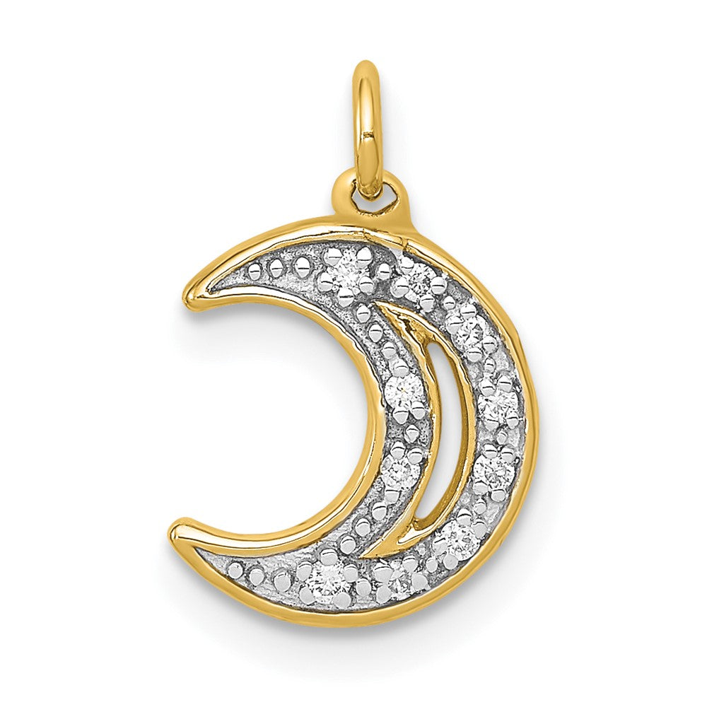 14k Diamond Moon Charm, 0.05 ct