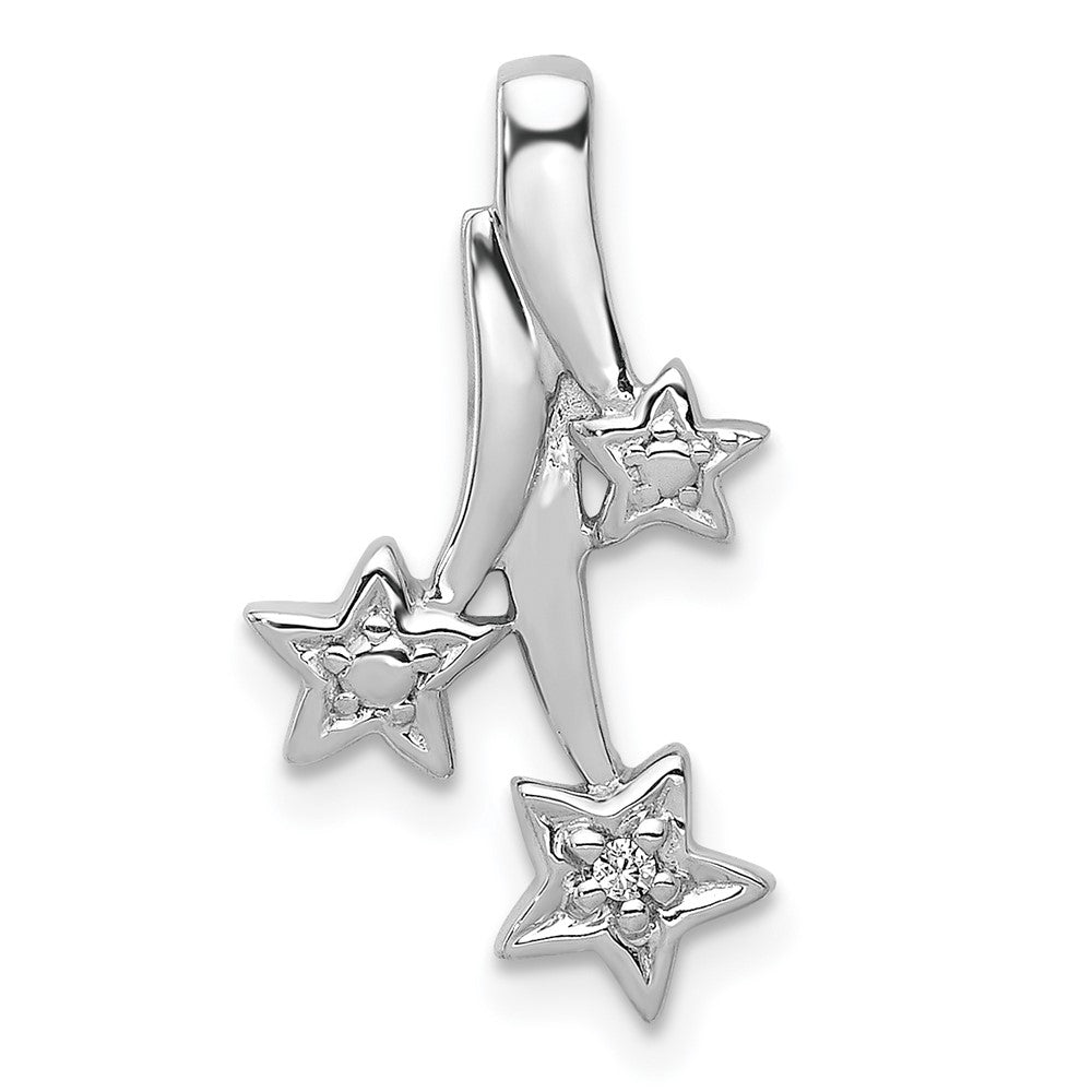 14k White Gold Diamond Shooting Stars Chain Slide, 0.01 ct