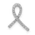 14k White Gold 1/10 carat Diamond Awareness Ribbon Chain Slide, 0.096 ct