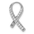 14k White Gold 1/8 carat Diamond Awareness Ribbon Chain Slide, 0.12 ct