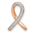14k Rose Gold Diamond Awareness Ribbon Chain Slide, 0.085 ct
