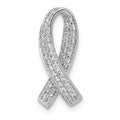 14k White Gold 1/3 carat Diamond Awareness Ribbon Chain Slide, 0.3 ct, 18.55 x 7.75 mm