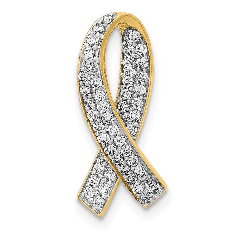 14k 1/3 carat Diamond Awareness Ribbon Chain Slide, 0.3 ct