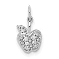 14k White Gold Diamond Apple Charm, 0.042 ct