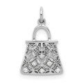 14k White Gold Diamond Handbag Charm, 0.03 ct, 15.5 x 10.5 mm
