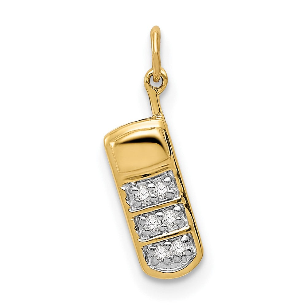 14k Diamond Cell Phone Charm, 0.03 ct, 12 x 7 mm