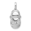 14k White Gold Diamond Baby Girl Shoe Pendant, 0.099 ct, 18.1 x 10.3 mm