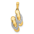 14k and White Rhodium Diamond Flip Flops Charm, 0.088 ct, 21.4 mm