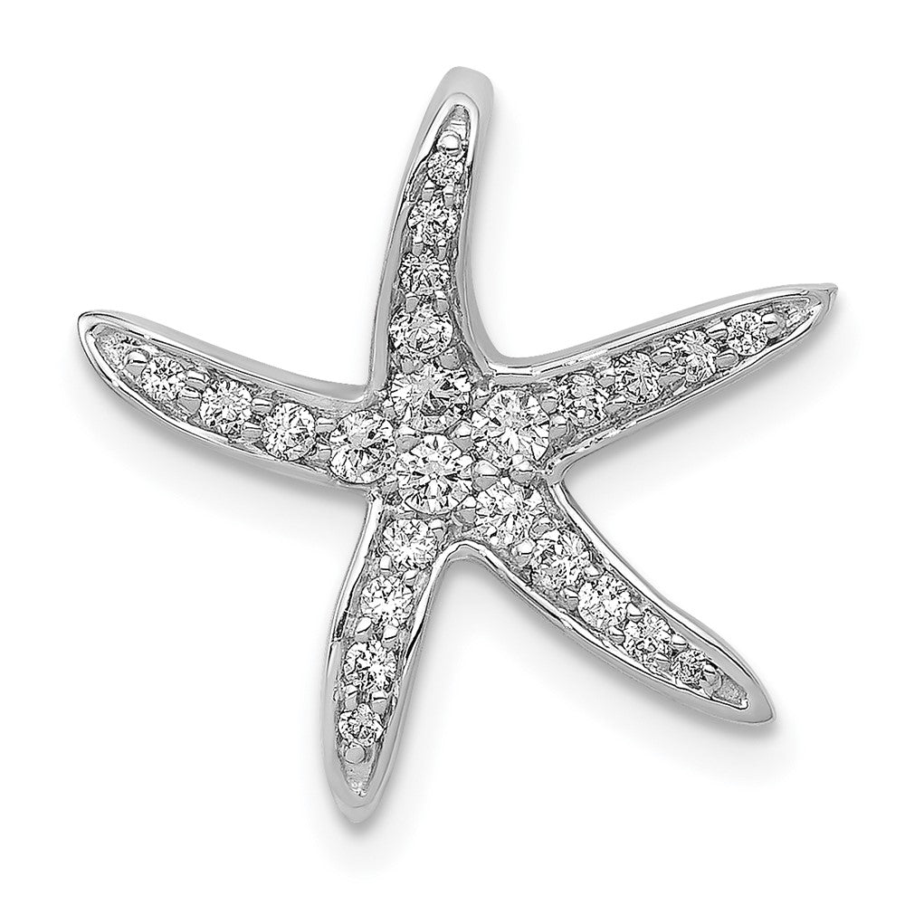 14k White Gold 1/4 carat Diamond Starfish Chain Slide Pendant, 0.256 ct, 17 x 17 mm