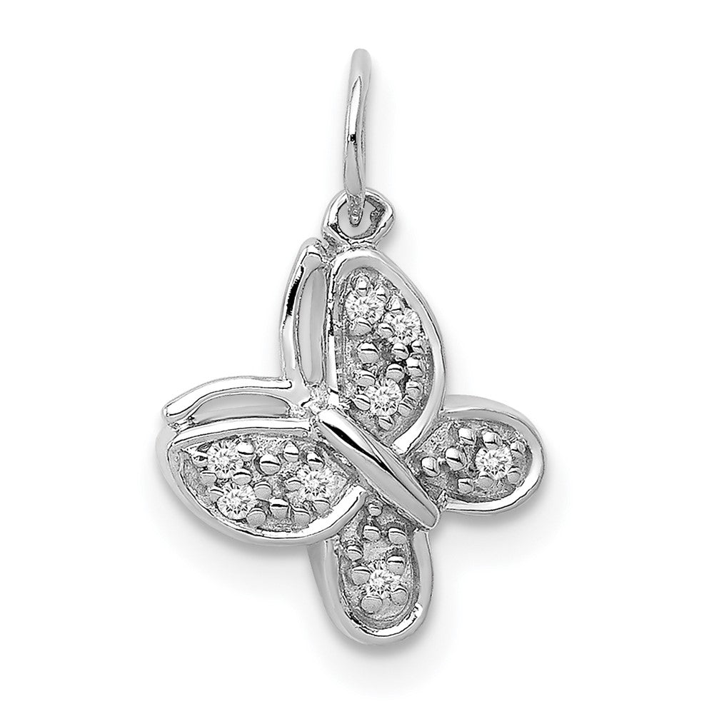 14k White Gold Diamond Butterfly Charm, 0.04 ct, 12.4 x 10.5 mm